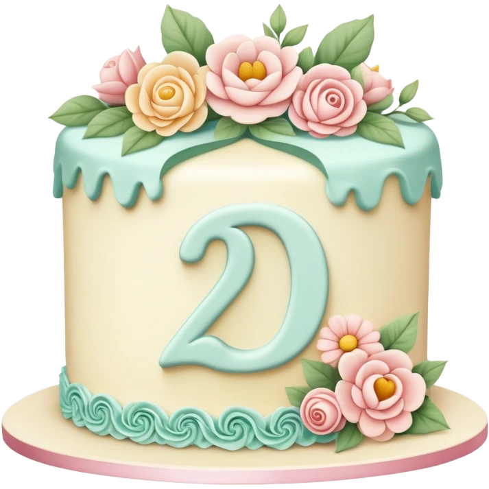 make a floral pastel cake that is aesthetic or vintage with the number 20 on it emoji