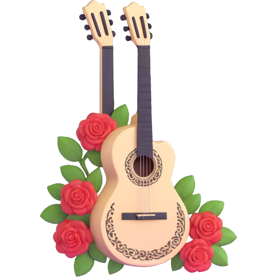 white classical Spanish guitar with intricate rosette designs emoji
