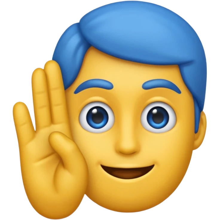 Emoji con una faccia blu giga chad con una mano con un dito che indica il mento emoji