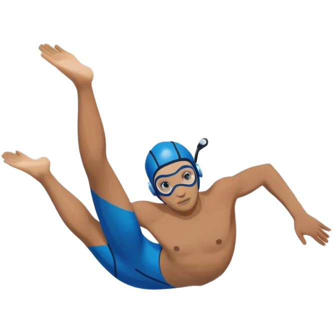 determined pool diver dives into a pool of confidence blue water  emoji