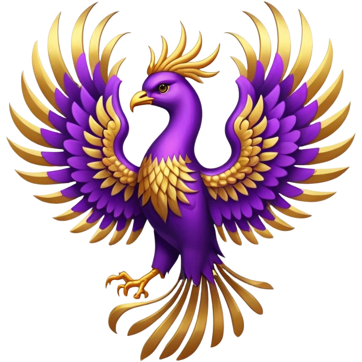 a golden phoenix with purplee aceent emblem emoji