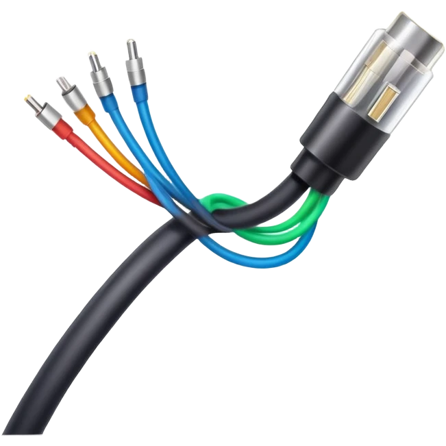 optical fiber cable with glowing light transmission, colorful fiber optic cable emoji