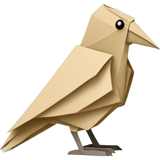 Beige Origami newspaper bird emoji