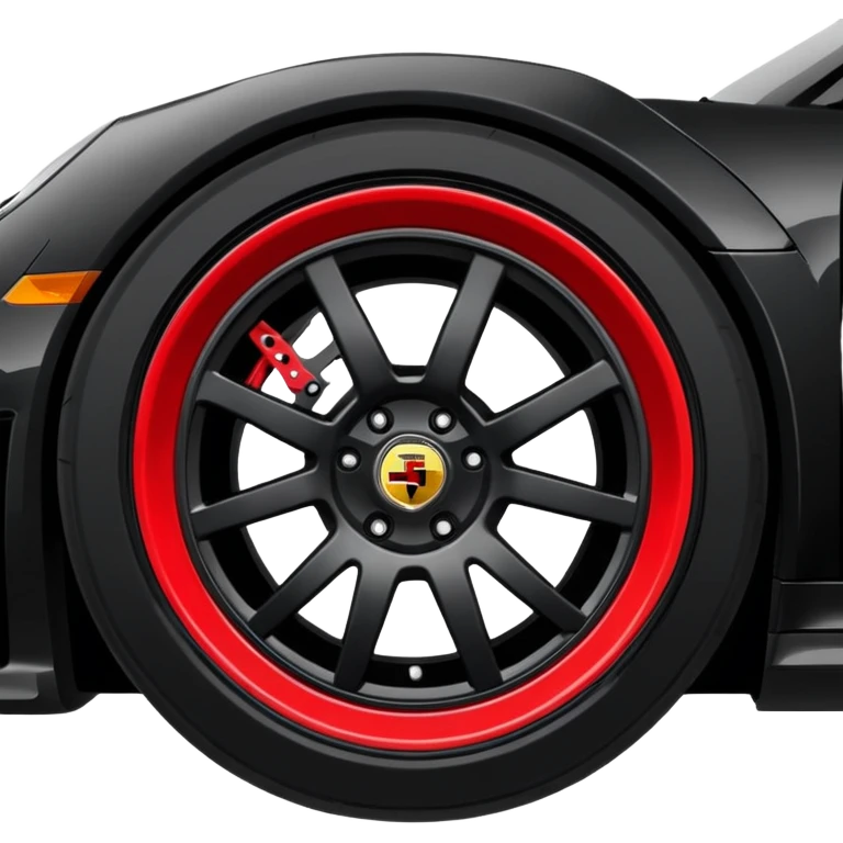 black porsche gt3, black rims, red caliper emoji