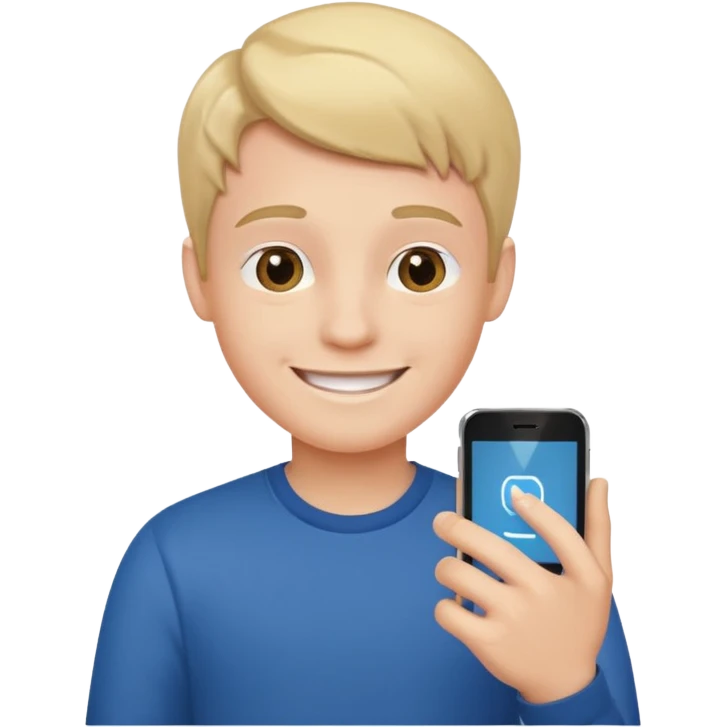 Boy with mobile calling emoji