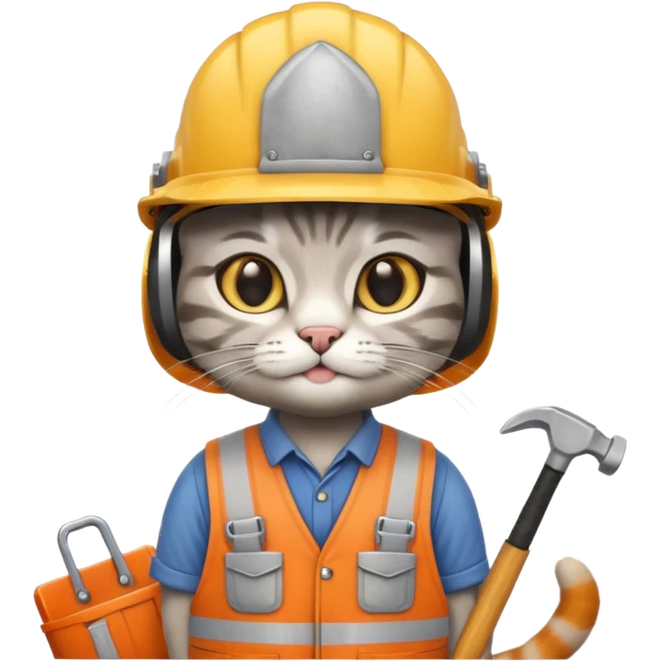 cat, handyman Outfit, wearing a Helmet emoji