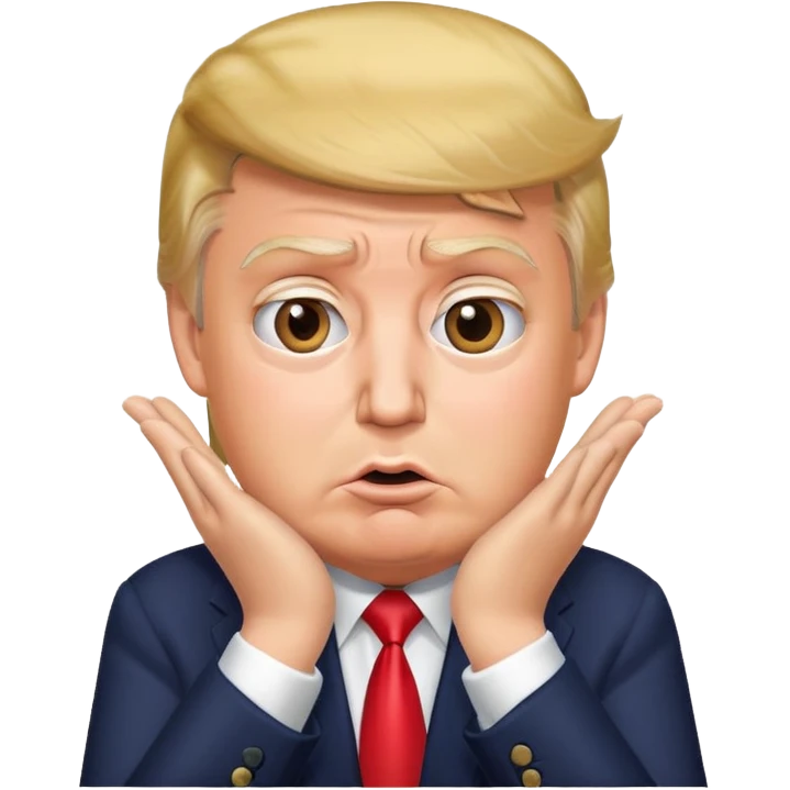 Trump, surprised, hands on cheeks emoji