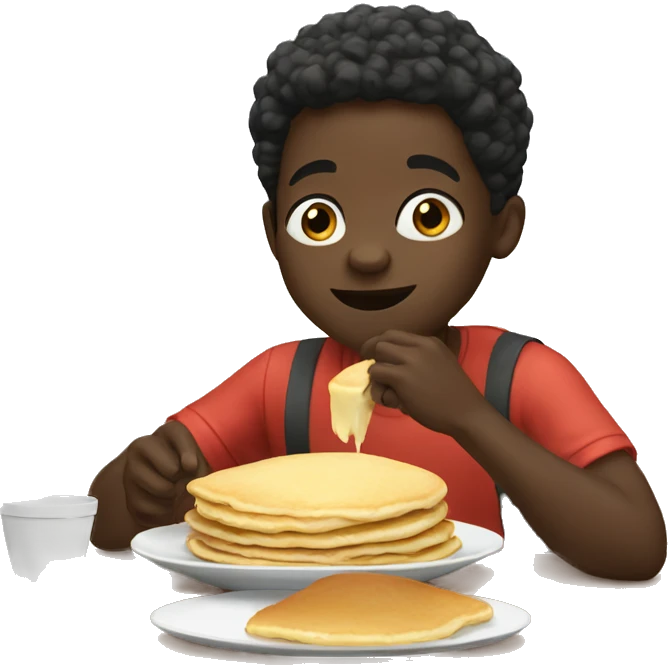 Black boy eating pancakes emoji