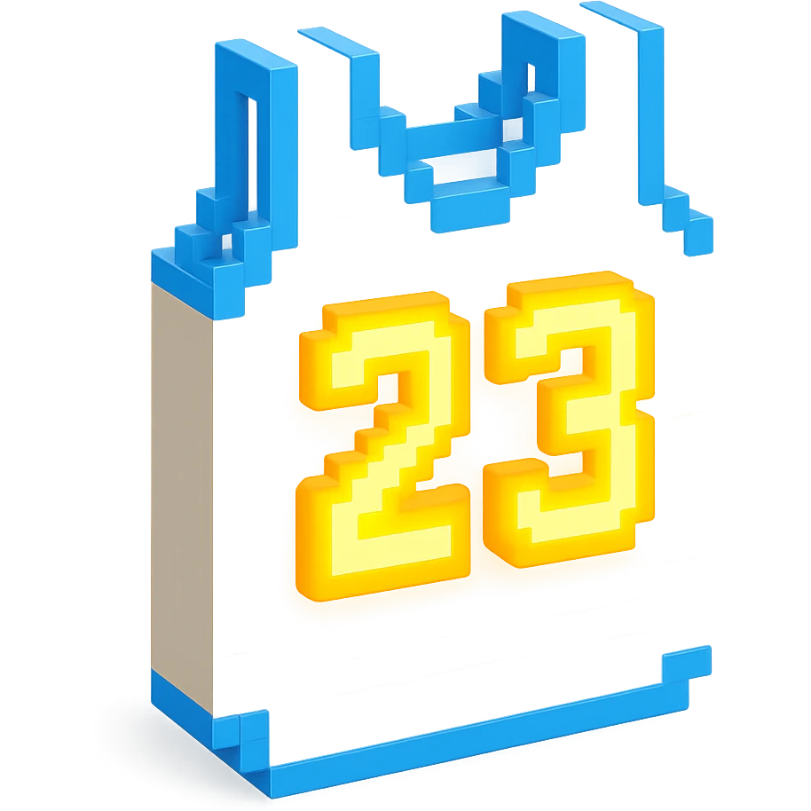 белая баскетбольная майка со светящейся надписью "23", no background emoji