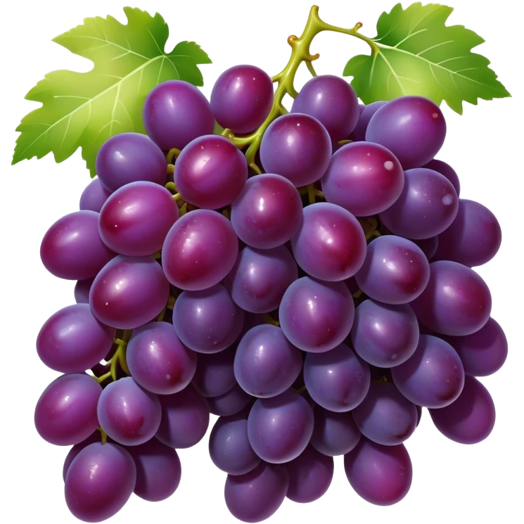 Cinematic glossy purple grapes, plump and dewy, gathered in a beautiful cluster, deep rich hues, ultra-detailed, fresh and juicy, soft glowing light. emoji