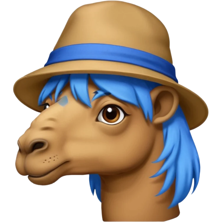 camel face with blue hair and hta emoji