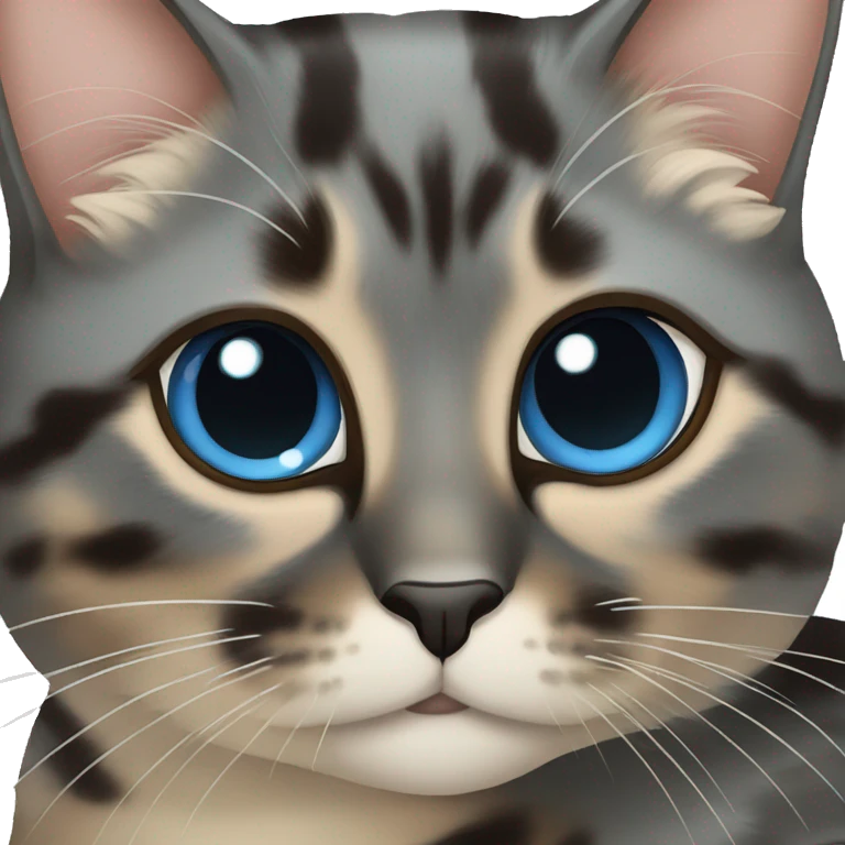 tortoiseshell grey cat blue eyes emoji