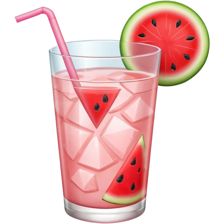 very light pink lemonade in glass with triangle chunk of watermelon on the rim with no straw emoji