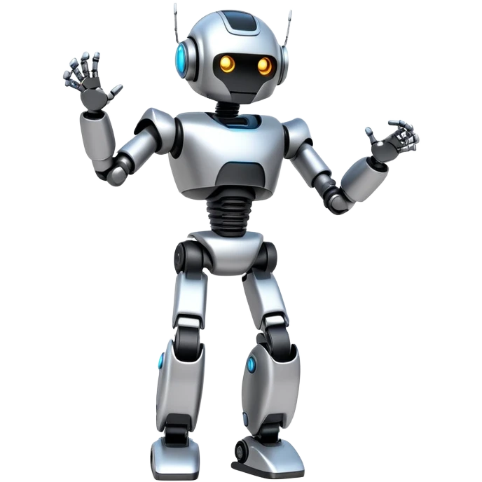 A futuristic robot dancing emoji