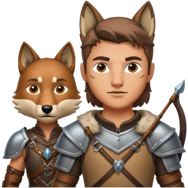 un archer avec un loup de conpagnie emoji