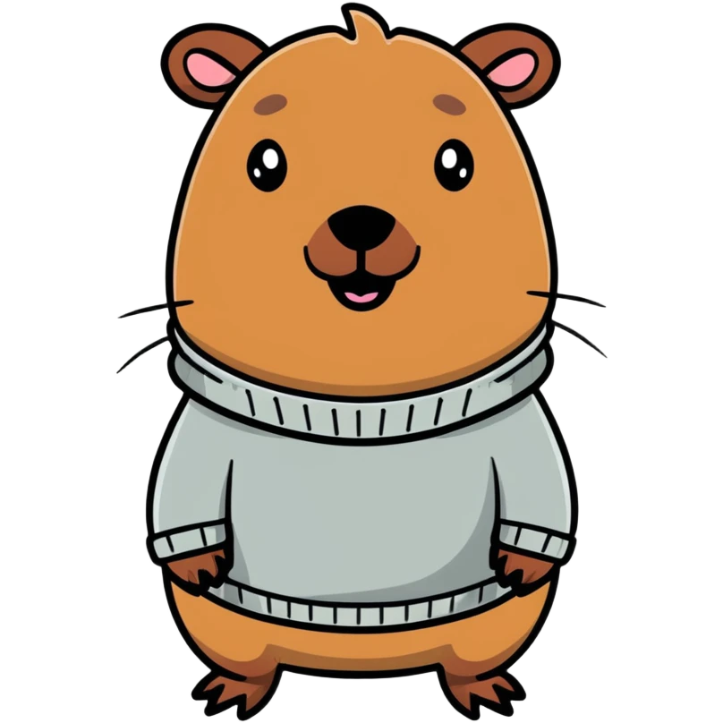 capybara smiling wearing a light grey sweater emoji