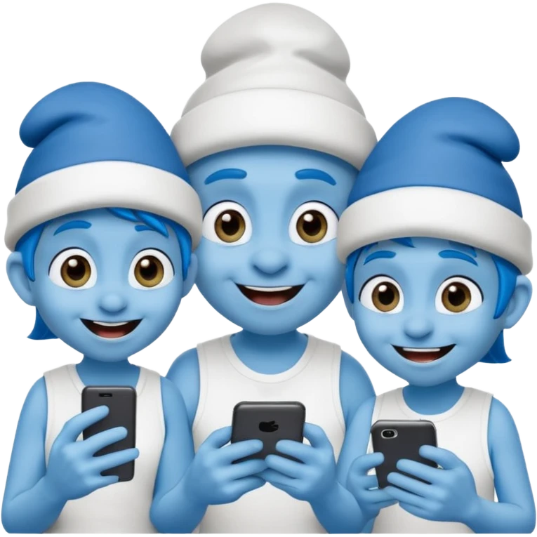 Smurf community with phones emoji