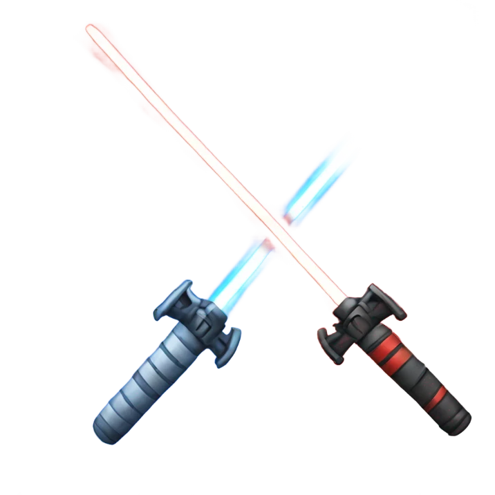 two lightsabers crossing each other making an X. One is blue, one is red emoji