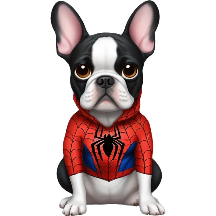French bulldog black with spiderman clothes  emoji