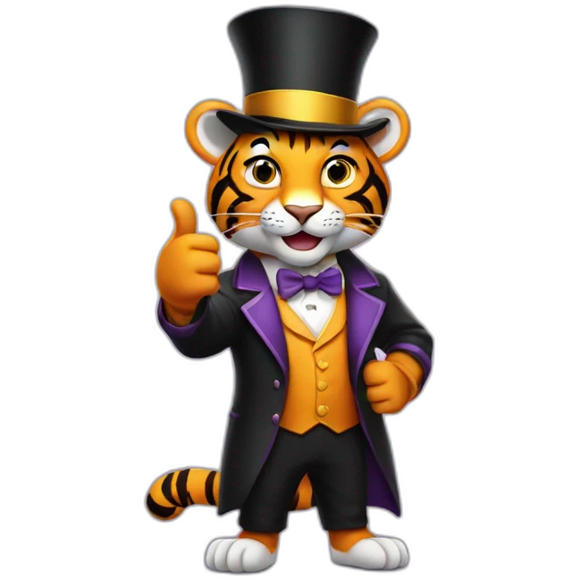 Magician tiger thumbs up emoji