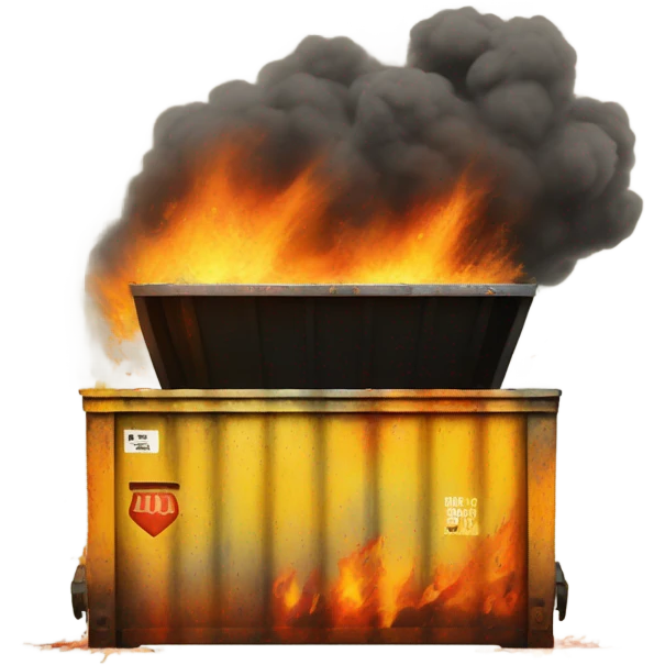 Dumpster running on fire emoji