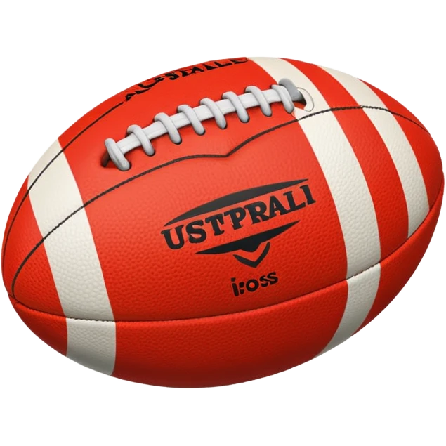 australian rules football ball with equal sized horizontal red, white, black stripes emoji