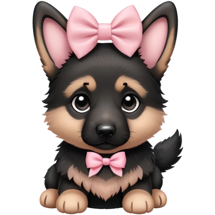 Light pink and black german shepperd puppy with bow emoji
