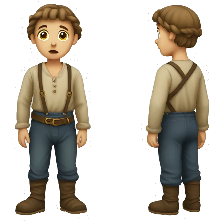 Sad European peasant child in pants emoji