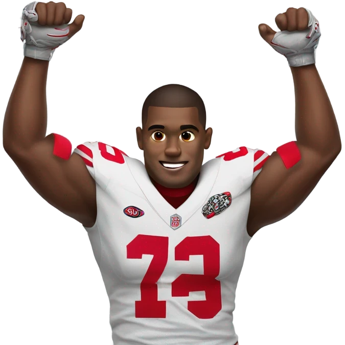 Ohio state football player making the letter O with his Arms emoji