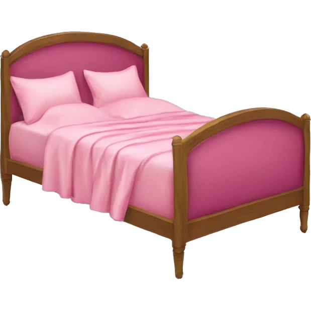 Bed with pink silk sheets and pillows emoji
