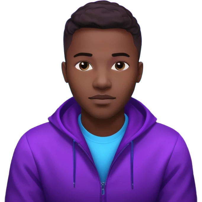 Développeur homme noir, dans un espace de coworking moderne, lumière néon bleue et violette, reflet sur son visage concentré, code affiché sur plusieurs écrans, légère profondeur de champ, ambiance professionnelle, style cinématique 4K, détails précis, peau naturelle, contraste fort. emoji