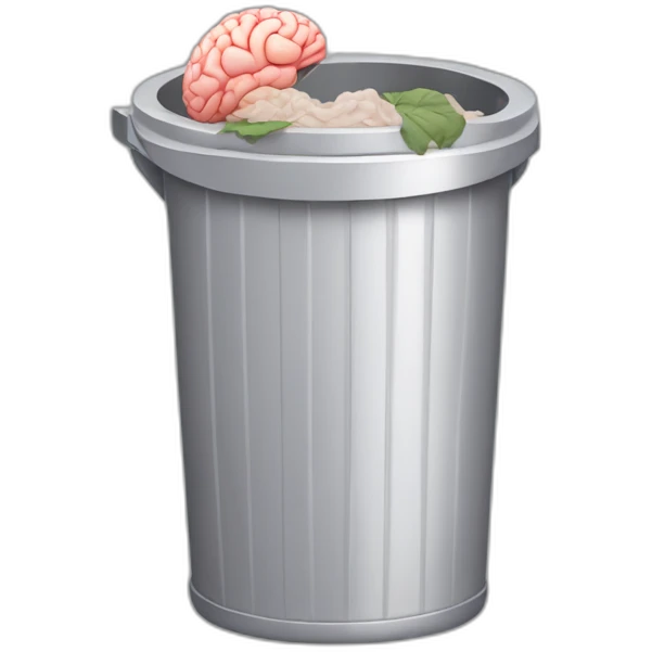 a trash can with a brain instead of the lid emoji