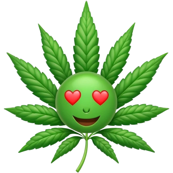 cannabis emoji with hearts emoji