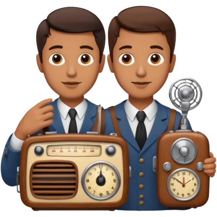 a vintage radio in the hands of a man  emoji