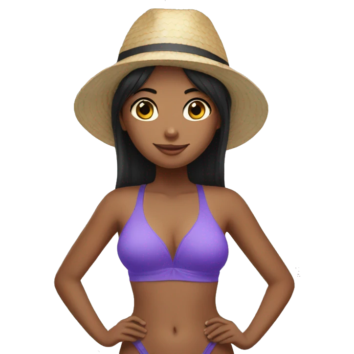 black straight haired girl in a one piece swimsuit emoji