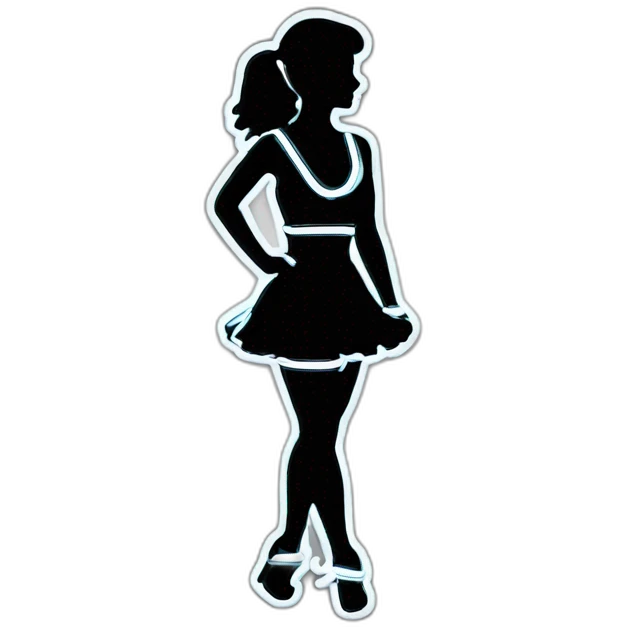 Sexy silhouette cheerleader neon sign emoji