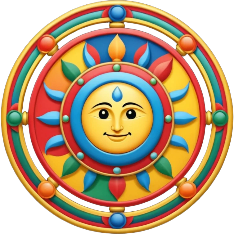 Tibetan Wheel of Life emoji, blending Bhavachakra with vibrant colors and spiritual symbols, harmonious culturally rich style emoji