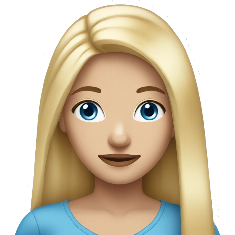 pretty blonde girl with blue eyes not so close long hair straight  emoji