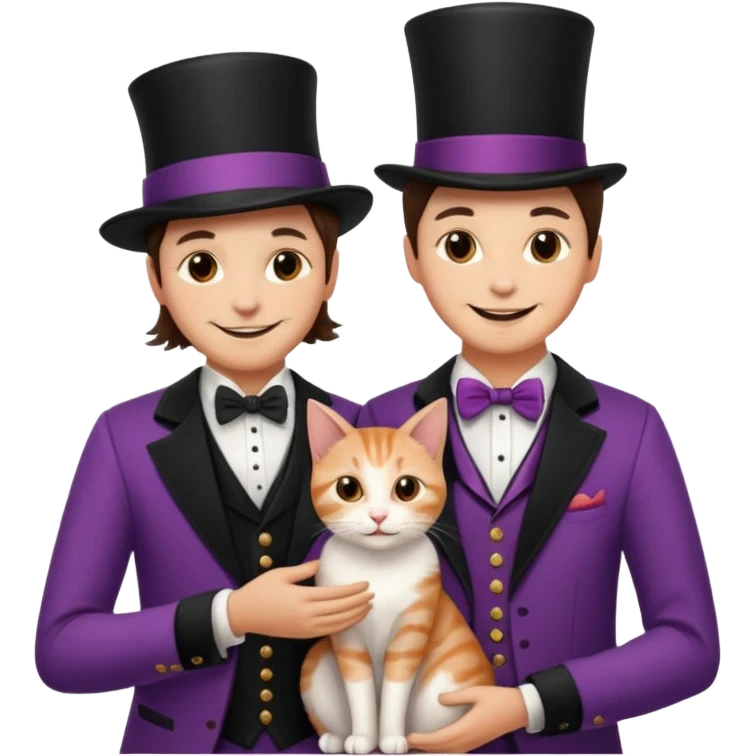 magician couple and their pet cat emoji