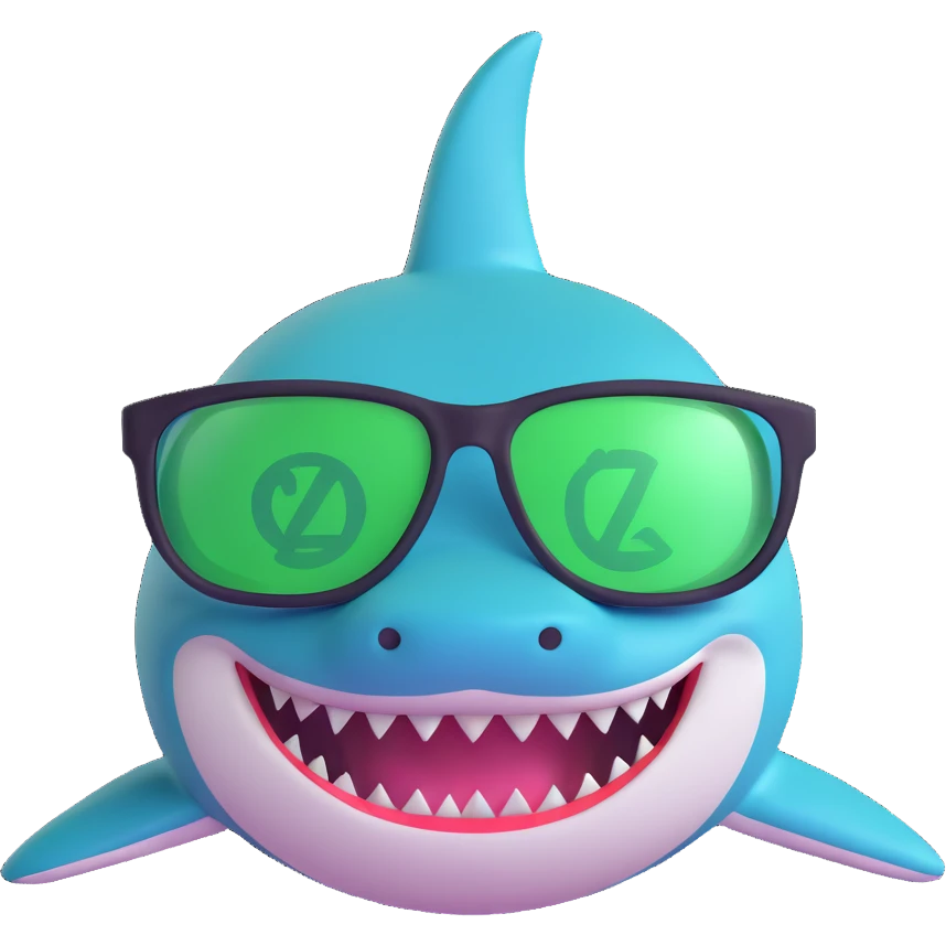 shark with green money glasses emoji