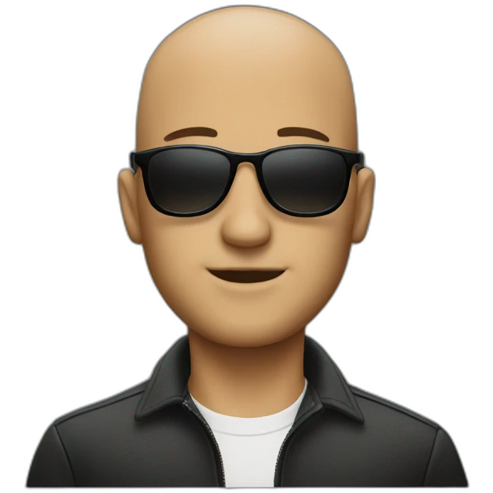 A bald guy with sunglasses smoke emoji