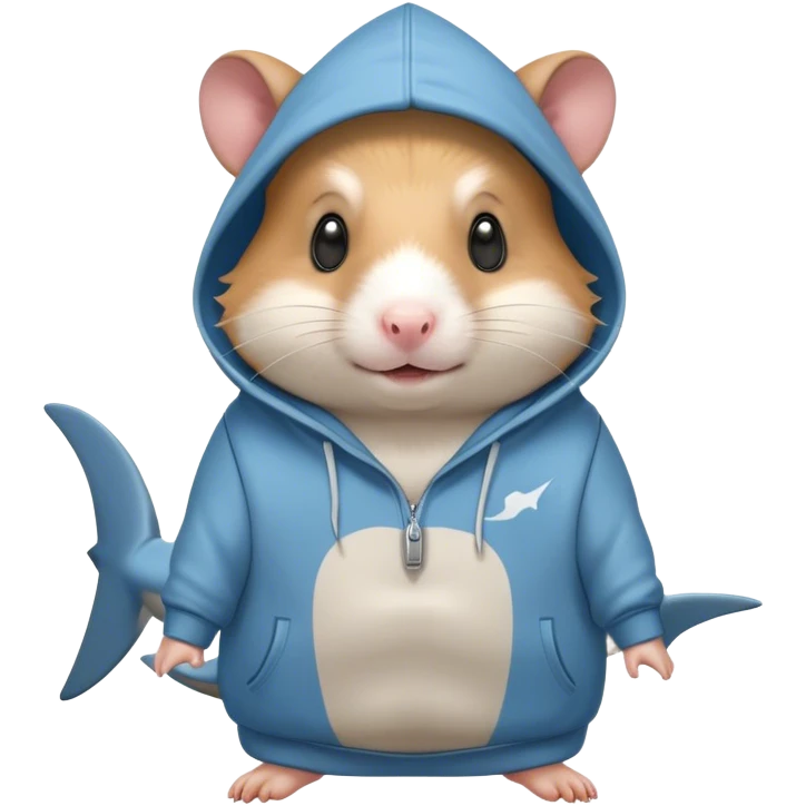Hamster with shark hoodie emoji