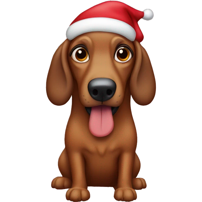 Sausage brown dog with christmas hag emoji