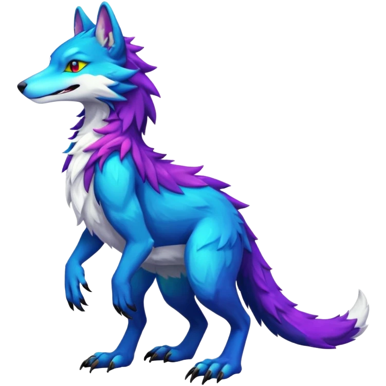 Shiny Colorful Vernid-Sergal-furry-fursona, full body emoji