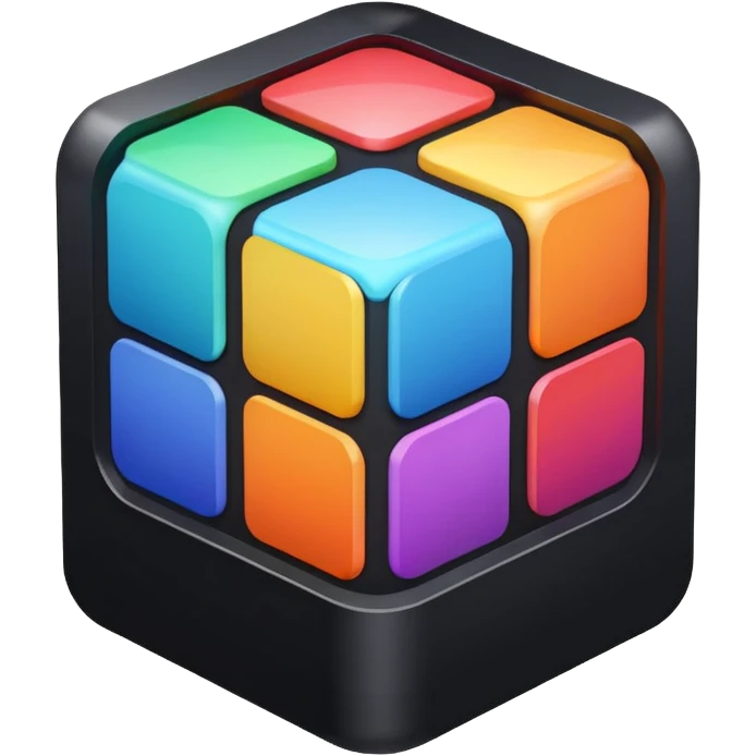 Davinci resolve "Node base Color managment" shape, glossy iconm (rainbow colors) square with rounded edges (black glossy background) emoji