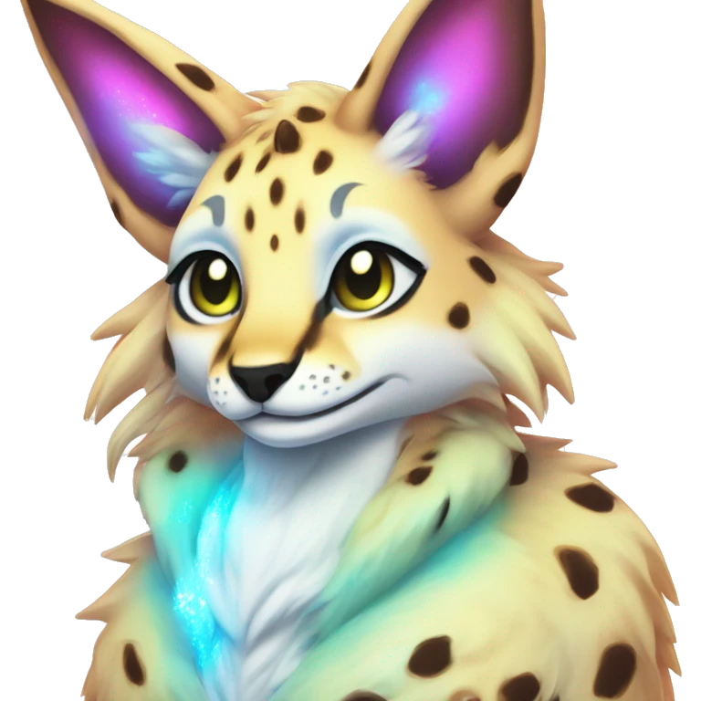 Cute Kawaii Epic Ethereal Sparkly Colorful Sergal-Serval-Vernid full body emoji