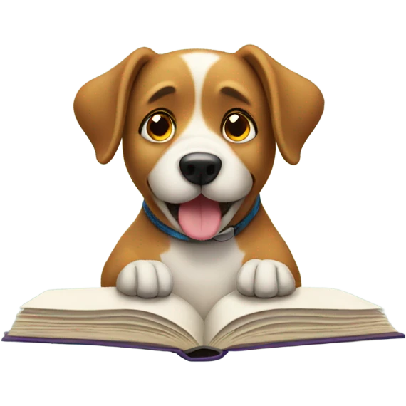 Dog reading book emoji