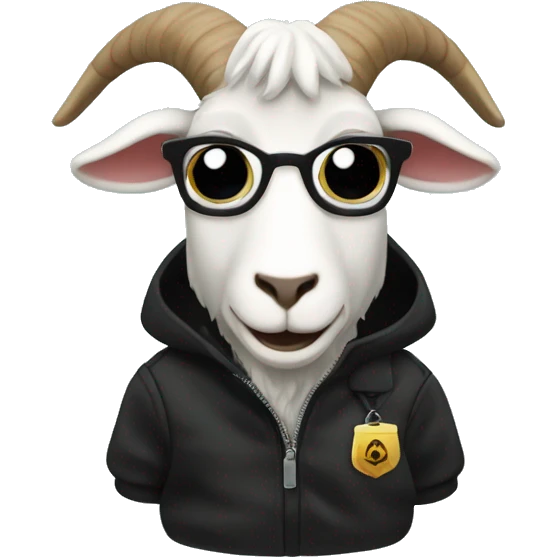 Goat in puffy black coat driving 2024 hummerEV emoji