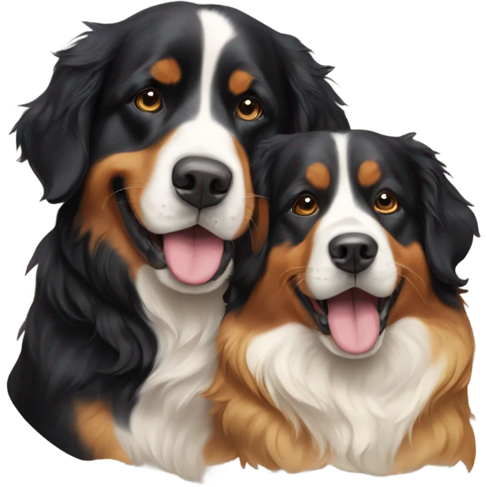 golden retriever and Bernese mountain dog playing together emoji