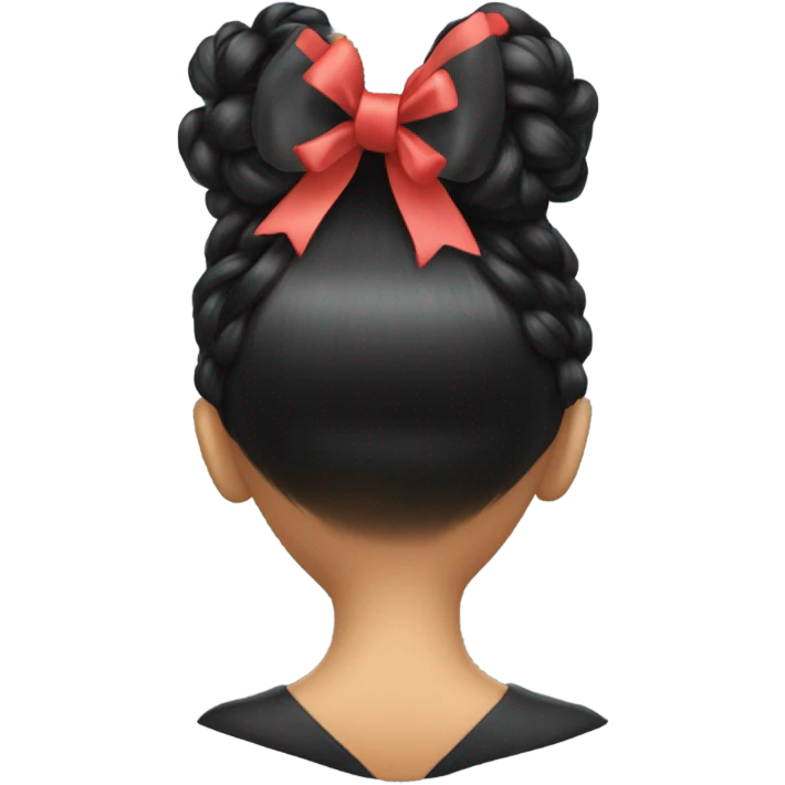black open hair from behind with a light red bow emoji